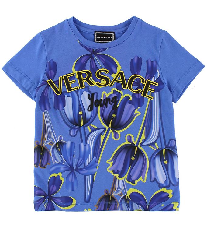 Billede af Young Versace T-shirt - Blå m. Blomster