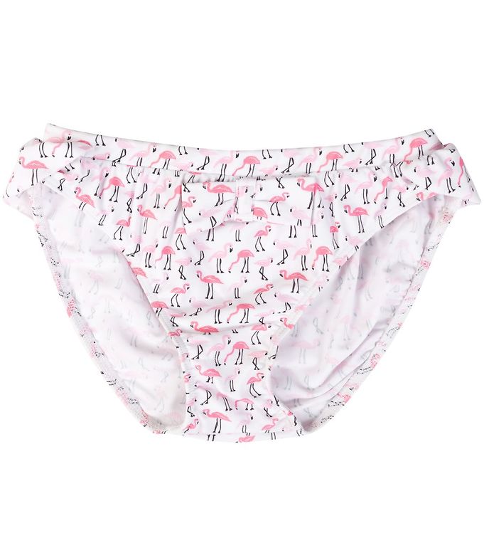 Image of Petit Crabe Bikinitrusser - Zoe - UV50+ - Hvid m. Flamingo - 9-10 år (134-140) - Petit Crabe Bikini (100565-550487)