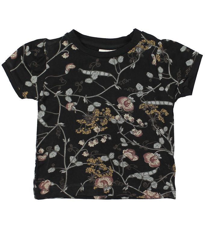 #2 - En Fant T-shirt - Gate - Sort m. Blomster