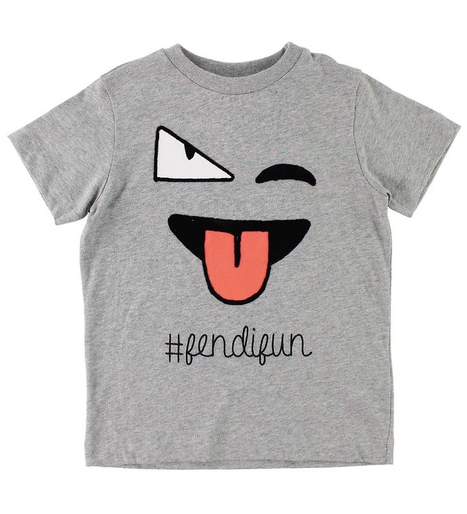 Fendi Kids T-shirt - Gråmeleret m. Ansigt