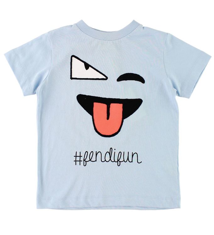 Fendi Kids T-shirt - Lyseblå m. Ansigt