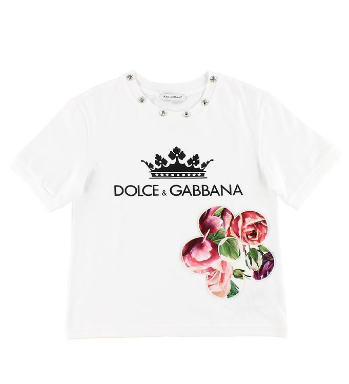 Dolce & Gabbana T Shirt Hvid M. Blomst
