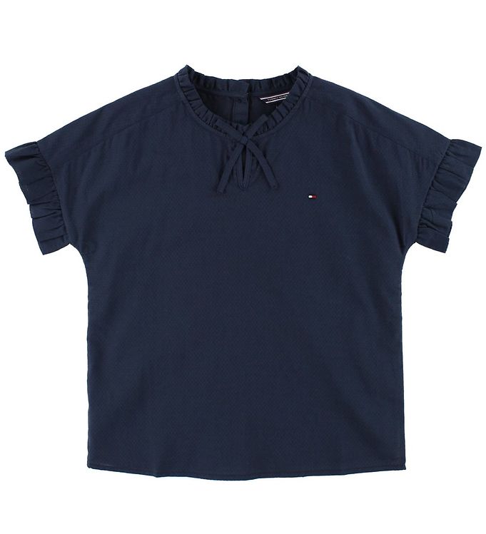 Tommy Hilfiger T-shirt - Navy m. Flæsekant