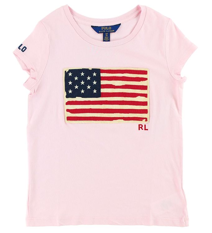 Polo Ralph Lauren T-shirt - Lyserød m. Flag