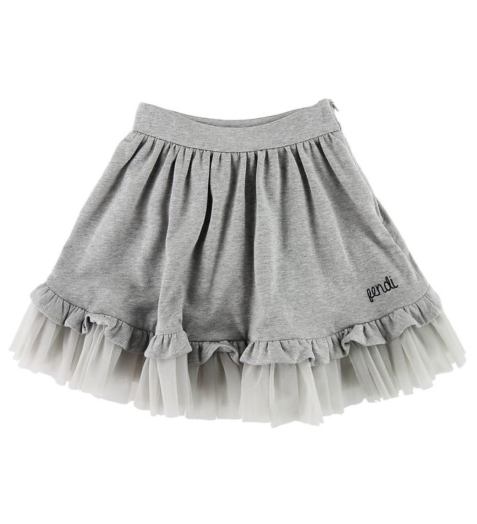 Fendi Kids Nederdel - Sweat - Gråmeleret m. Tyl