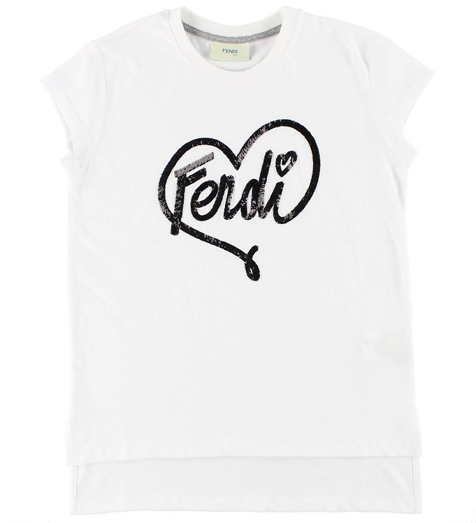 #3 - Fendi Kids T-shirt - Hvid m. Pailletter