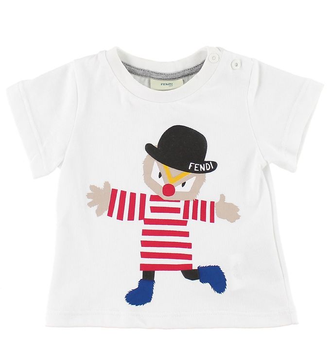 Fendi Kids T-shirt - Hvid m. Klovn » gratis