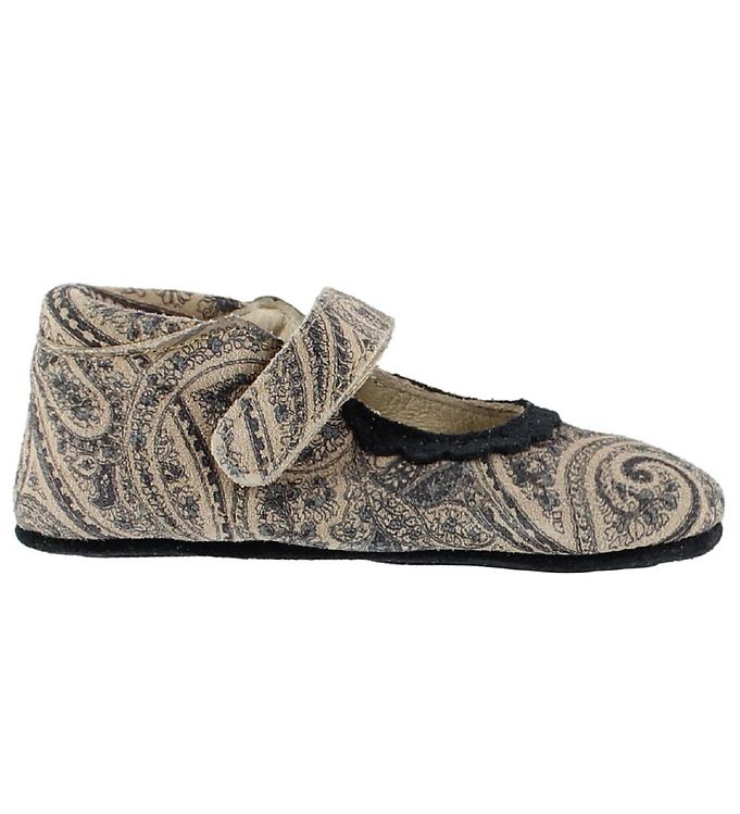Image of En Fant Ballerina Hjemmesko - Beige m. Mønster/Velcro (76334-412218)
