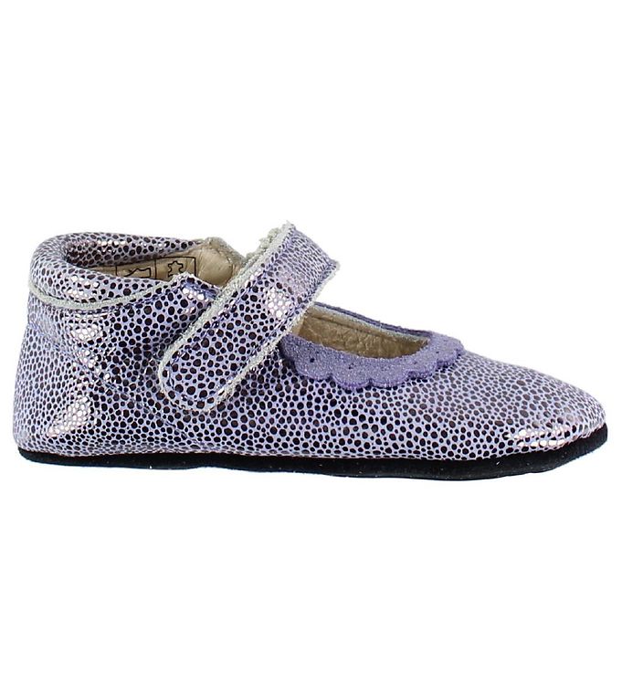 En Fant Ballerina Hjemmesko – Støvet Lilla m. Prikker/Velcro