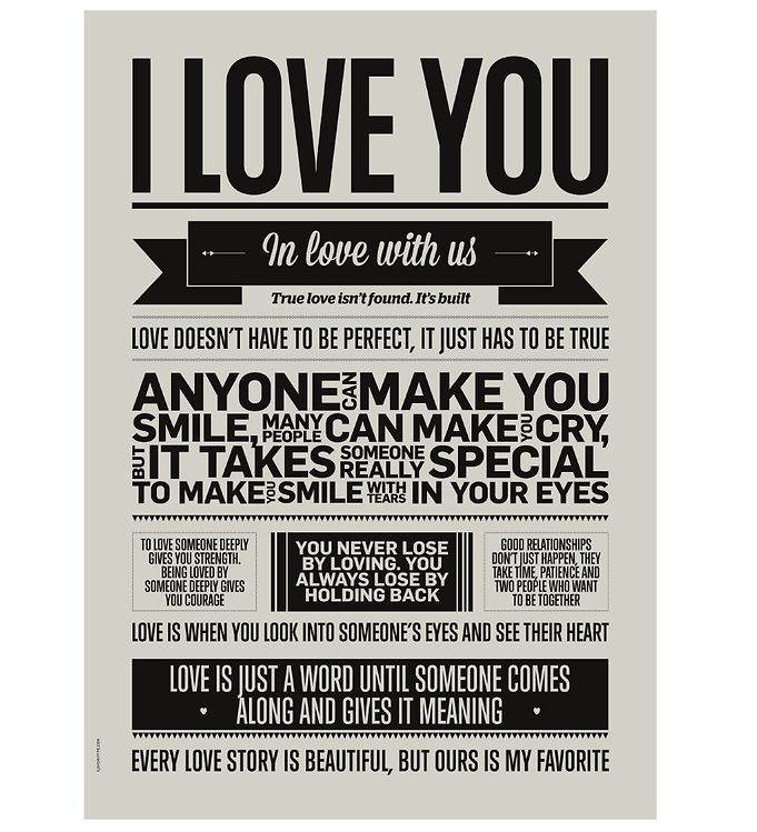 I Love My Type Plakat - A3 - I Love You - Warm Grey