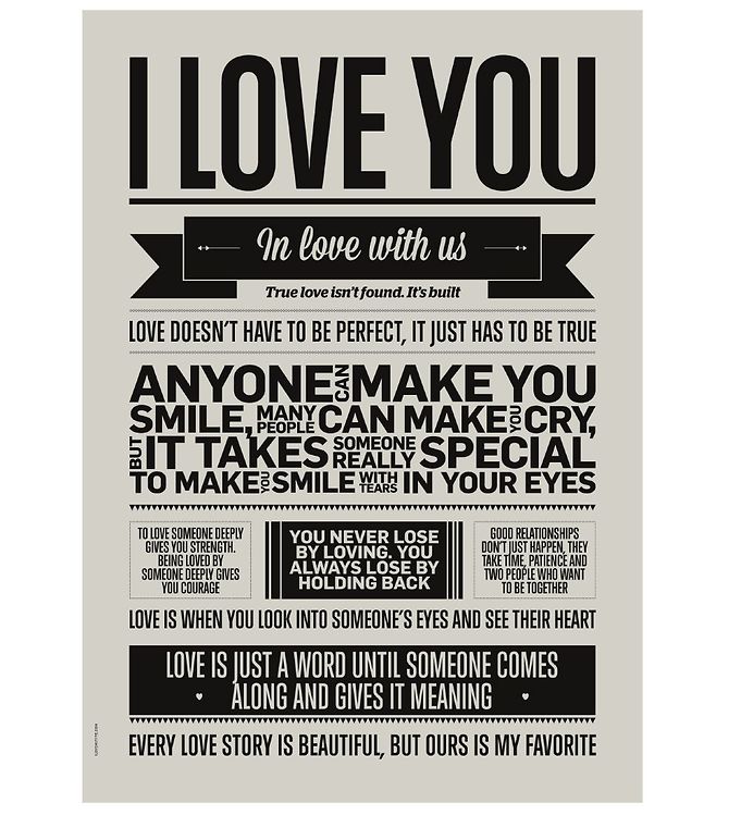 Love Type Plakat 50x70 Love You Warm Grey