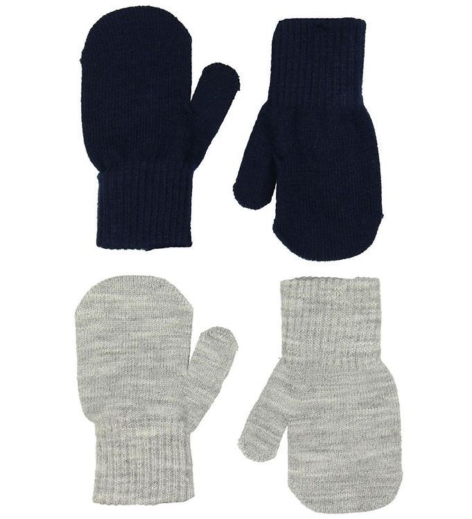 Melton Luffer – 2-pak – Strik – Gråmeleret/Navy