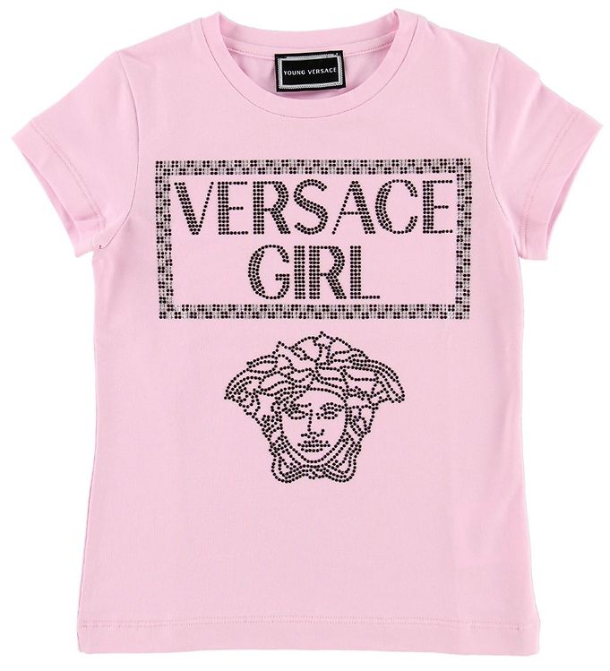 Image of Young Versace T-shirt - Lyserød m. Versace Girl - 8 år (128) - Versace T-Shirt (121034-658969)