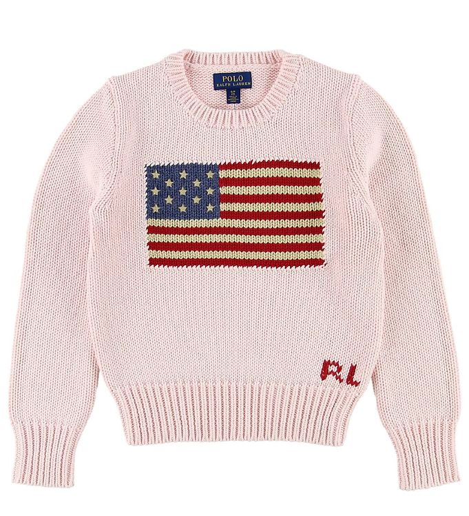 Integral længst Helligdom Polo Ralph Lauren Bluse - Strik - Lyserød m. Flag ✓ Alt til børn