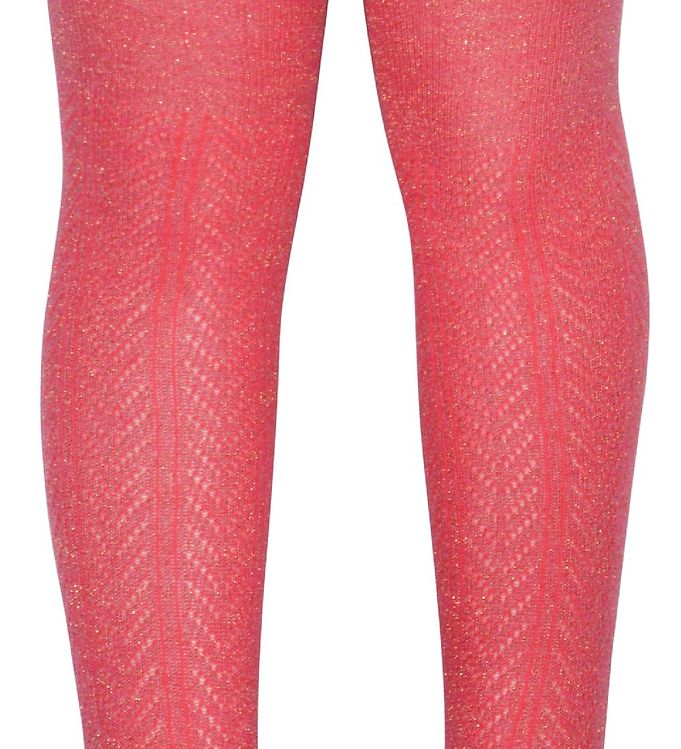 Melton Strømpebukser Pink m. Glimmer/Mønster » Fri fragt i
