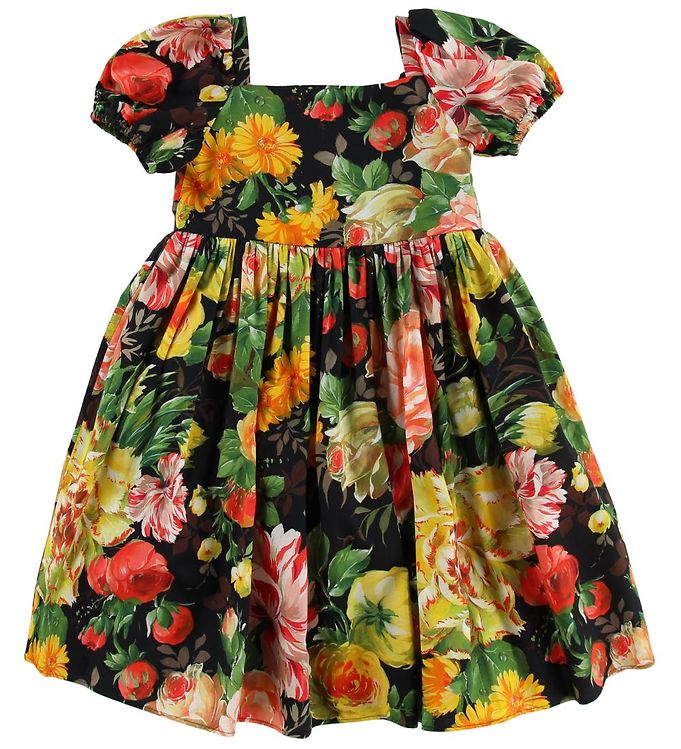 Dolce & Gabbana Kjole - Sort m. Blomster