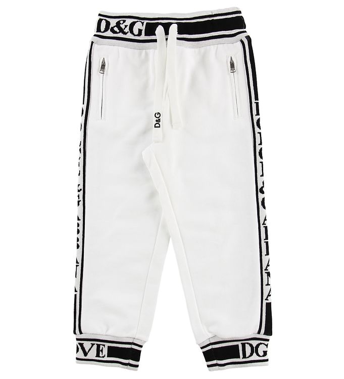 Dolce & Gabbana Sweatpants - Hvid m. Logo Stribe male