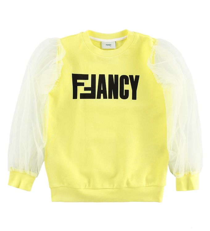 7: Fendi Kids Sweatshirt - Gul m. Tekst/Tyl