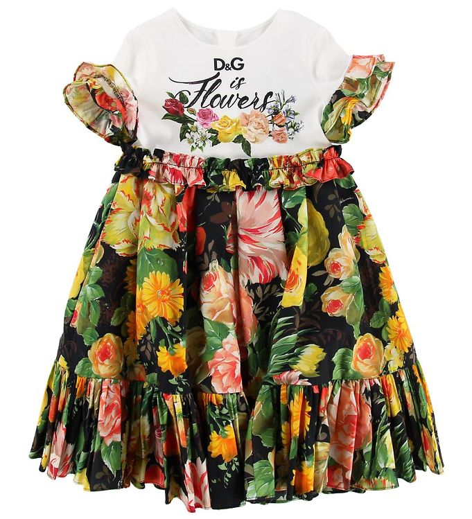 Dolce & Gabbana Kjole - Sort/Hvid m. Blomster