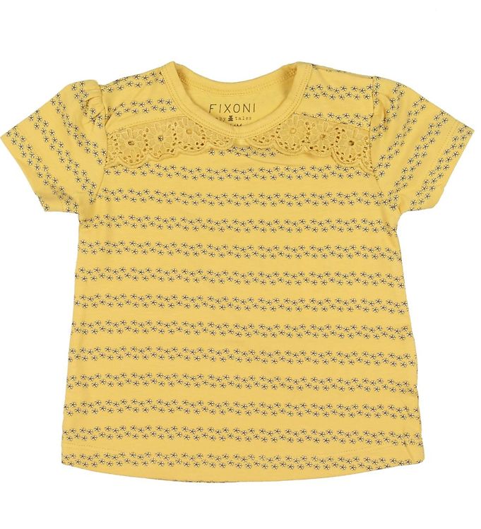 Image of Fixoni T-shirt - Rattan m. Blomster - 62 - Fixoni T-Shirt (131784-715594)