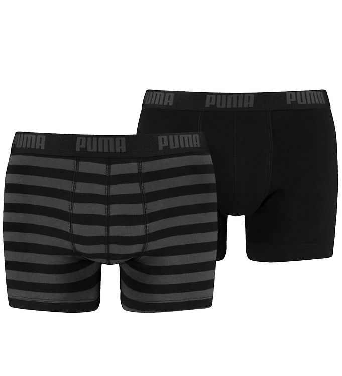 Image of Puma Boxershorts - 2-pak - Stripe - Sort/Grå - M - Medium - Puma Boxershorts (132953-720081)