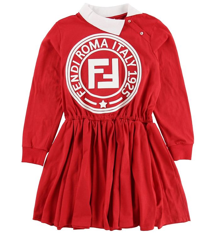 Fendi Kids Kjole - Rød m. Hvid