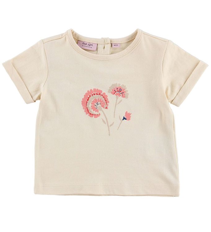 13: Noa Noa miniature T-shirt - Creme m. Blomster