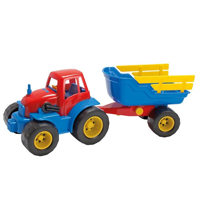 Image of Dantoy Traktor m. Anhænger - 41 cm - Rød/Blå (134857-729386)