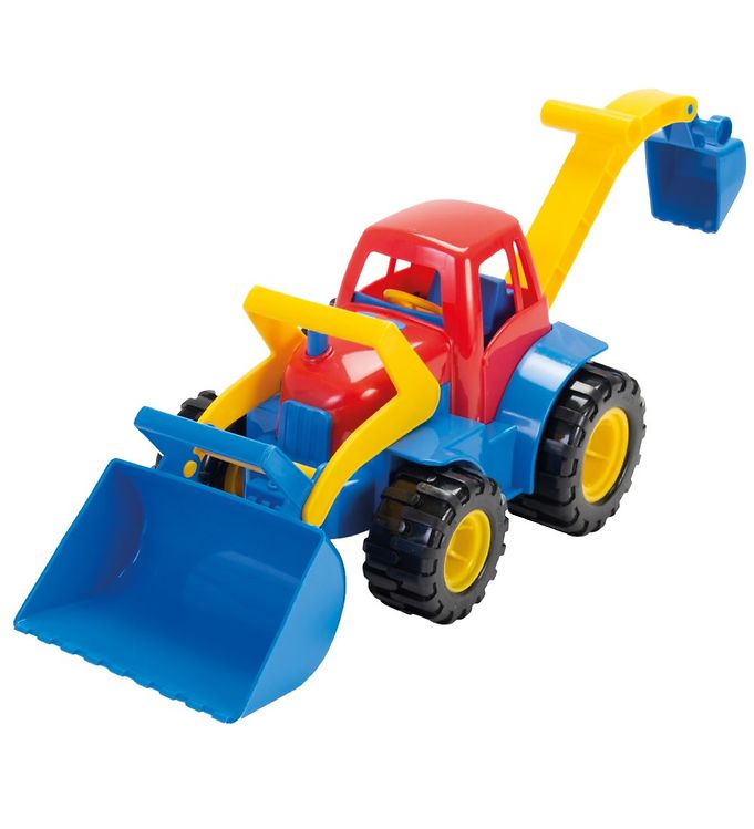 5: Dantoy Traktor m. Rendegraver - 27 cm - Rød/Blå