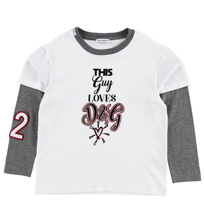 Dolce & Gabbana Bluse Millennials Hvid Grå Print Patches