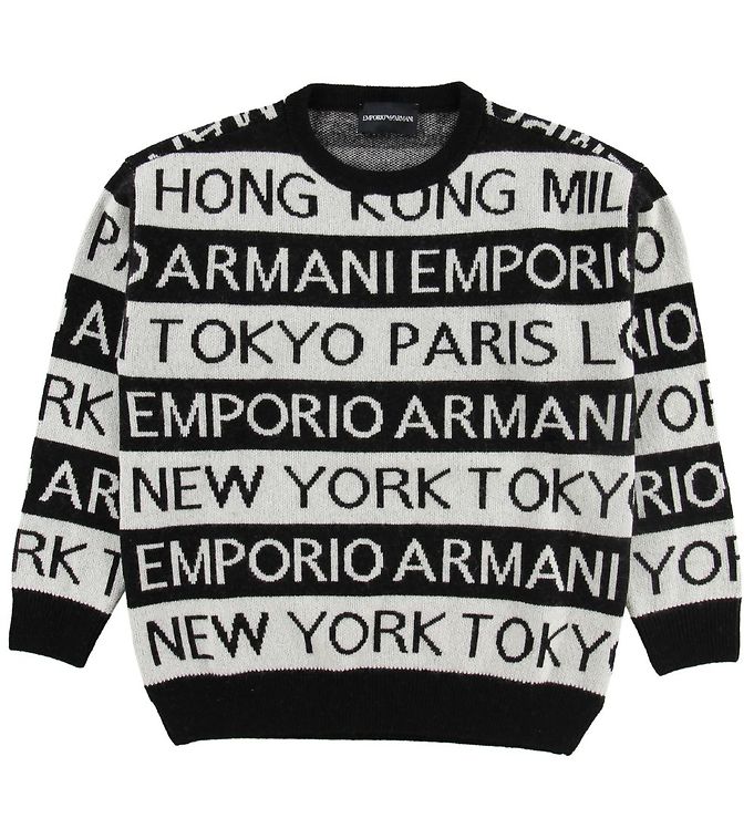 Emporio Armani Uldbluse i Sort og Hvidstribet Design