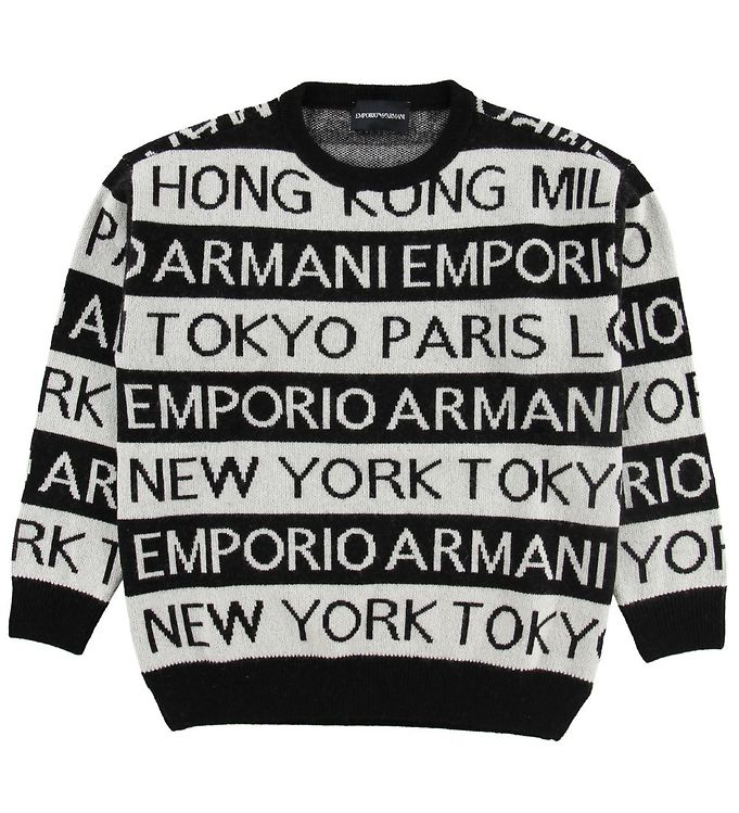 5: Emporio Armani Bluse - Uld - Sort/Hvidstribet