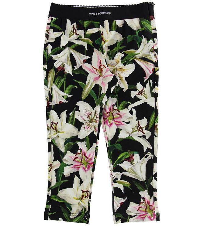 6: Dolce & Gabbana Leggings - Lilium - Sort m. Hvide Liljer