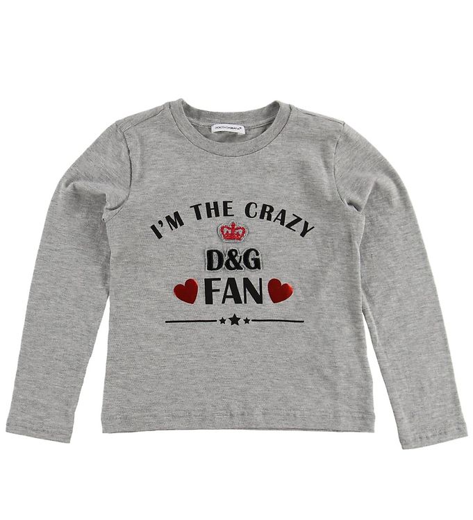 Dolce & Gabbana Bluse - Millennials - Gråmeleret m. Fan Print