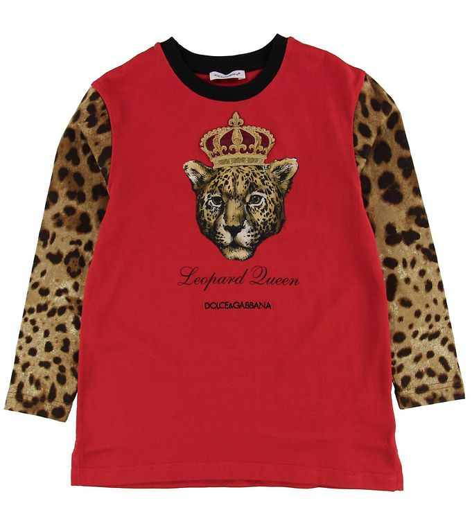 11: Dolce & Gabbana Bluse - Animal - Rød/Leopard