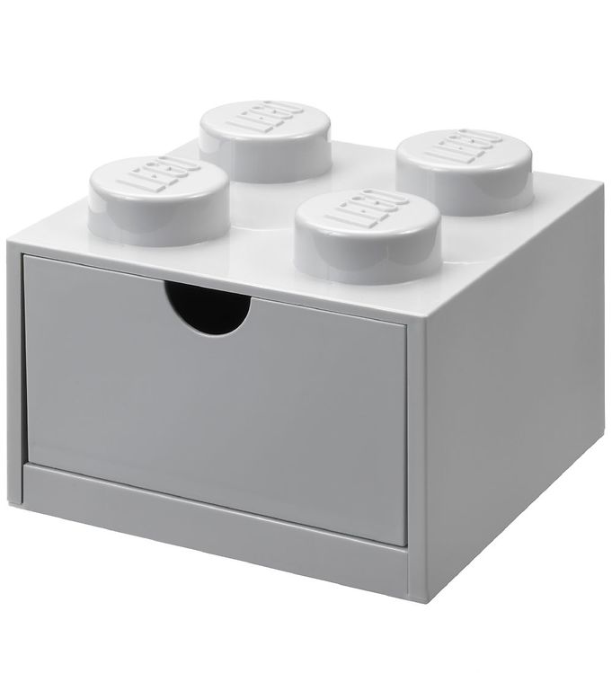 Lego Storage Opbevaringsskuffe - 4 Knopper - 15x15x9 - Grå