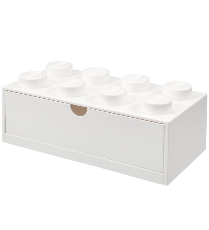 Lego Storage Opbevaringsskuffe - 8 Knopper - 31x15x9 - Hvid