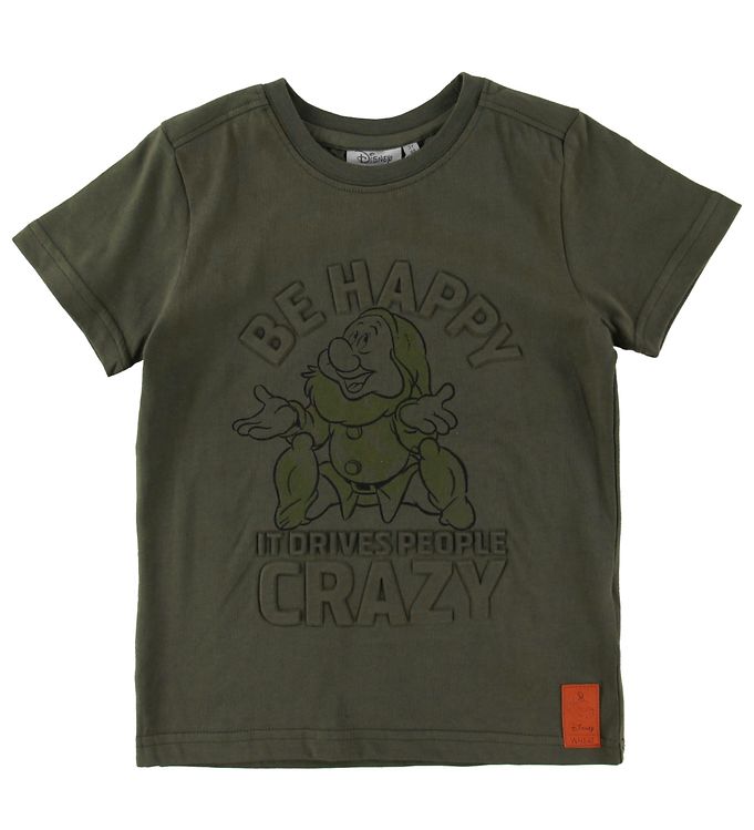 Image of Wheat Disney T-Shirt - Happy - Army Leaf - 74 - Wheat Disney T-Shirt (149610-820842)