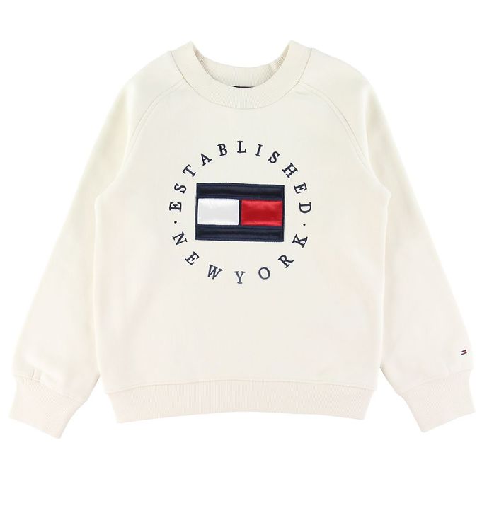 Tommy Hilfiger Sweatshirt - Creme m. Logo » Fri i Danmark