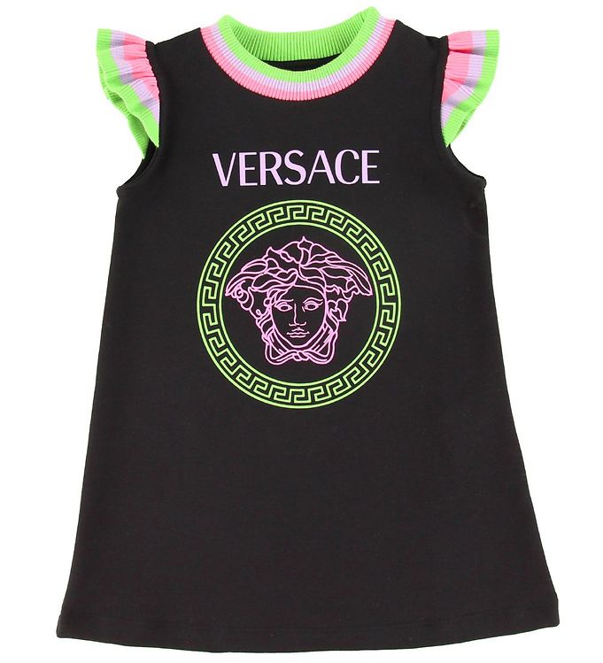 14: Versace Kjole - Sort m. Neon/Logo