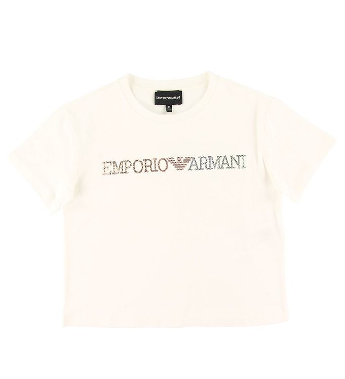 Emporio Armani T-shirt - Hvid m. Pailletter