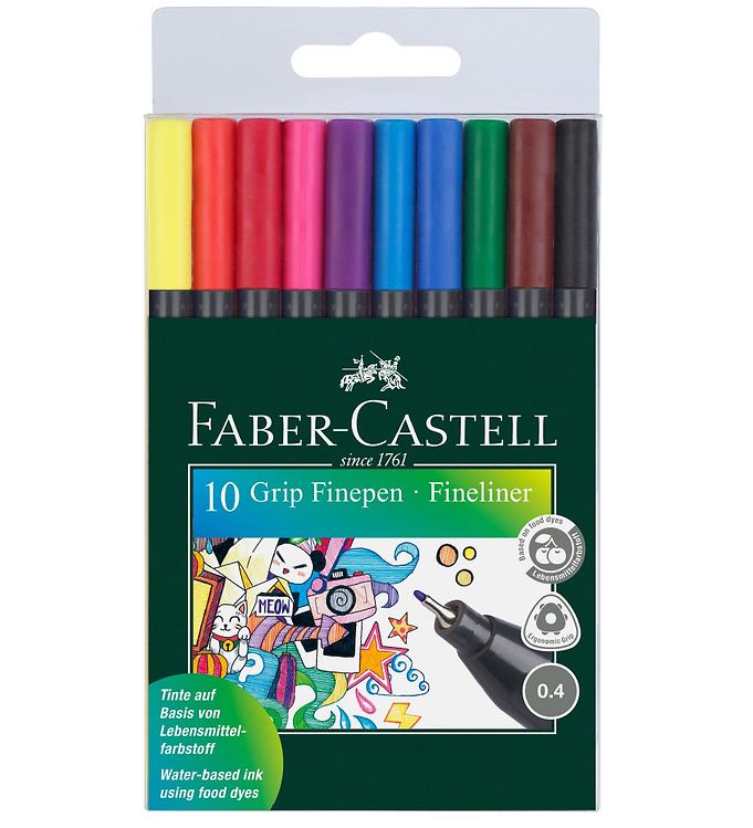 Faber-Castell Fineliner - Grip - 10 stk - Multifarvet