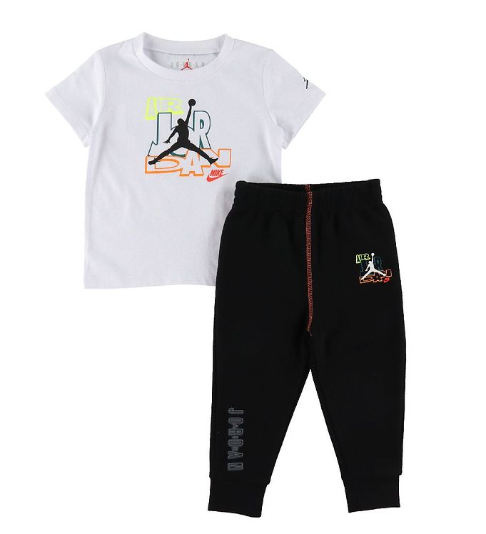 Jordan Sweatpants/T-shirt - Slime Vortex - Sort/Hvid m. Print