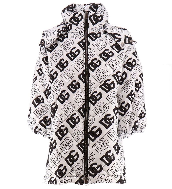 Dolce & Gabbana Dynefrakke Logo Hvid Sort