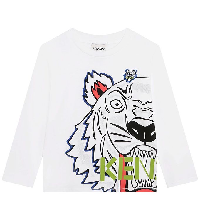 Image of Kenzo Bluse - Exclusive Edition - Hvid m. Tiger - 10 år (140) - Kenzo Bluse (278628-3889721)