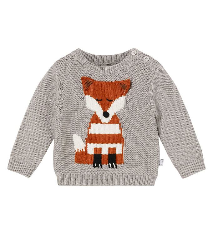 #3 - Stella McCartney Kids Bluse - Strik - Gråmeleret m. Ræv