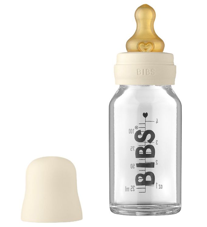Image of Bibs Sutteflaske - Glas - Slow Flow - 110 ml - Naturgummi - Ivor - OneSize - Bibs Sutteflaske (244092-2554406)