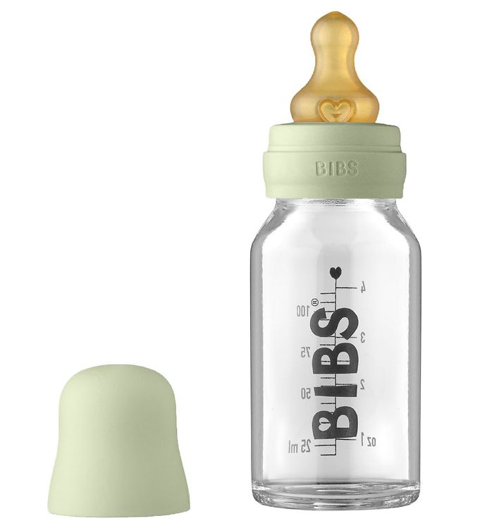 Bibs Sutteflaske - Glas Slow Flow 110 ml Naturgummi Sage unisex