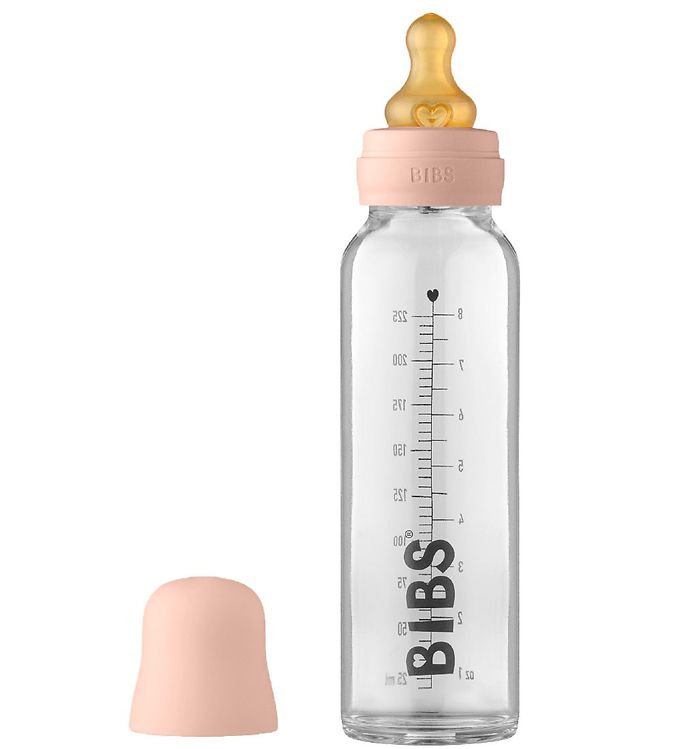 Image of Bibs Sutteflaske - Glas - Slow Flow - 225 ml - Naturgummi - Blus - OneSize - Bibs Sutteflaske (244097-2554476)