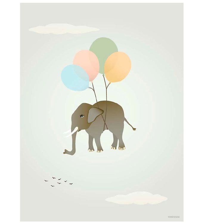 Vissevasse Plakat 50x70 Flying Elephant